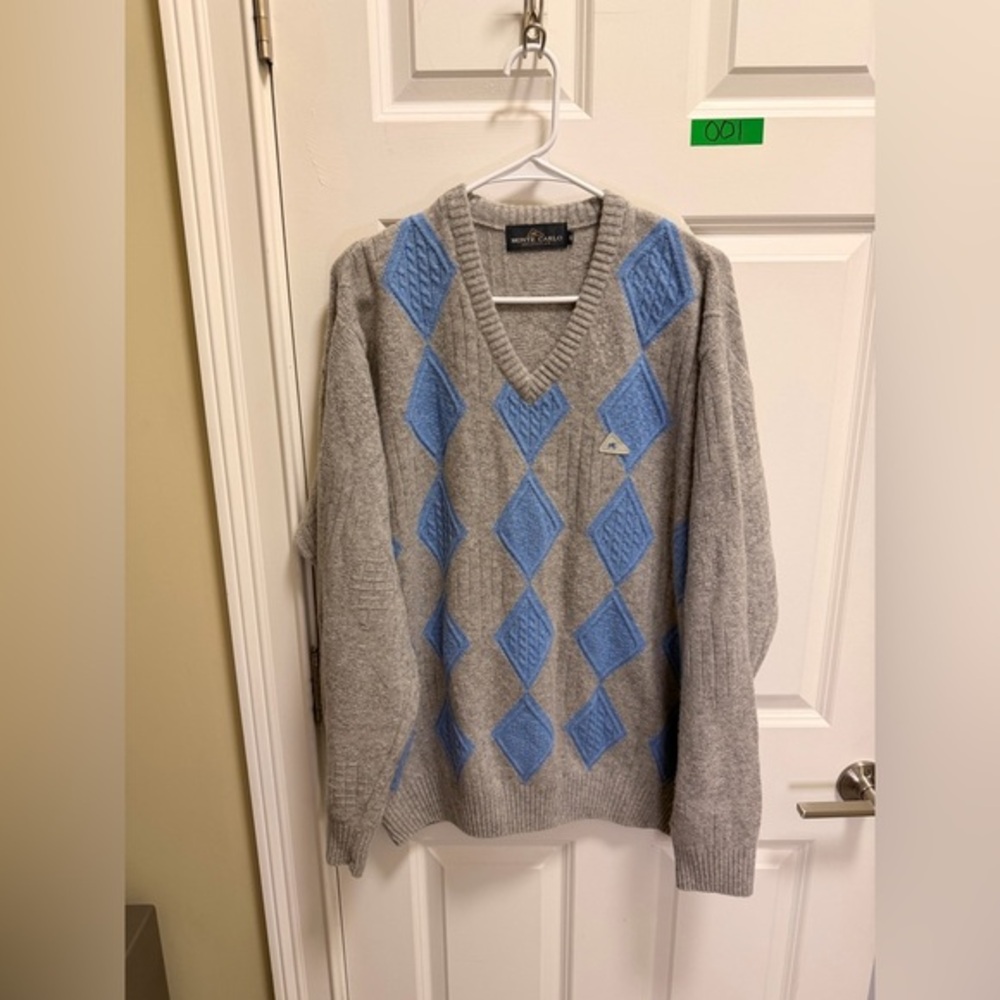 Mens Monte Carlo Lambs Wool Sweater Size 46 (3XL)